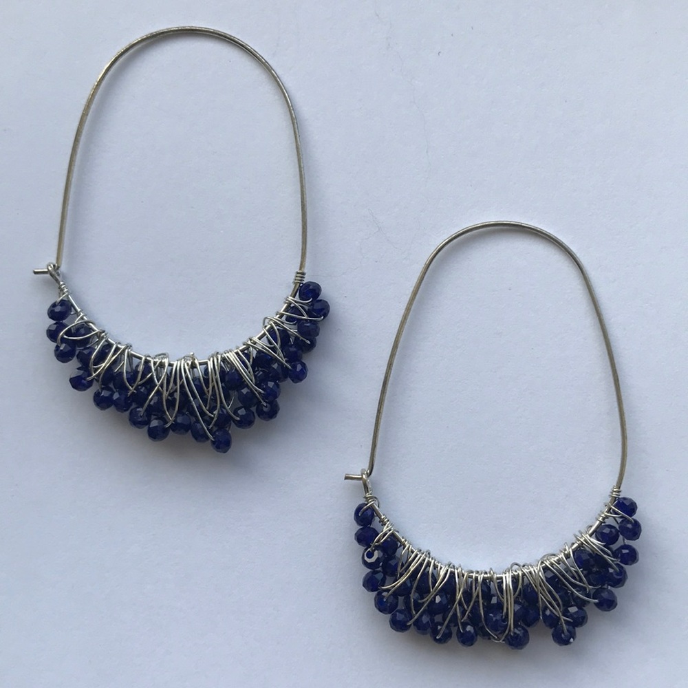 Silver Beaded Hoops